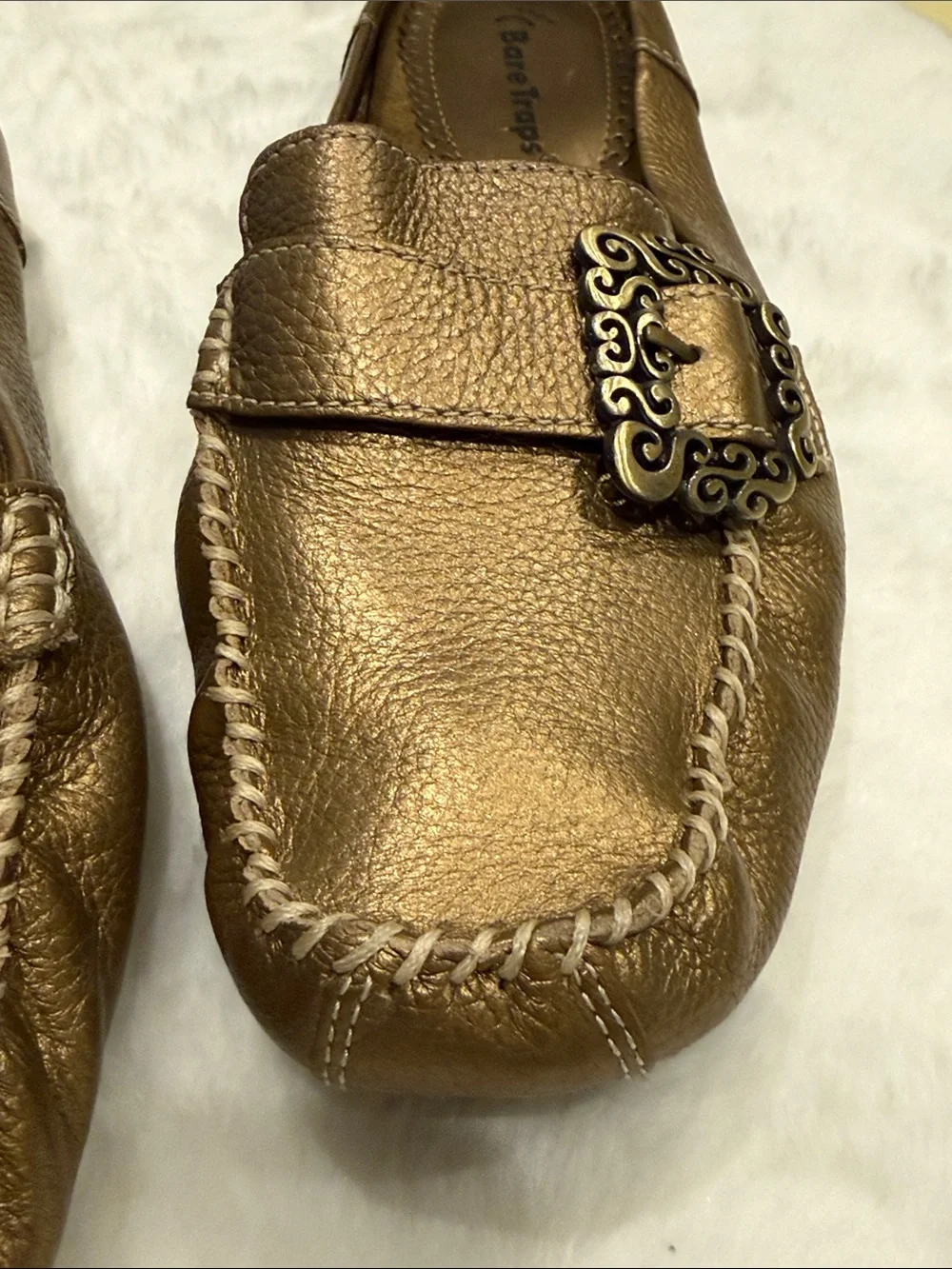 BareTraps Pixie Bronze Metallic Buckle Loafers